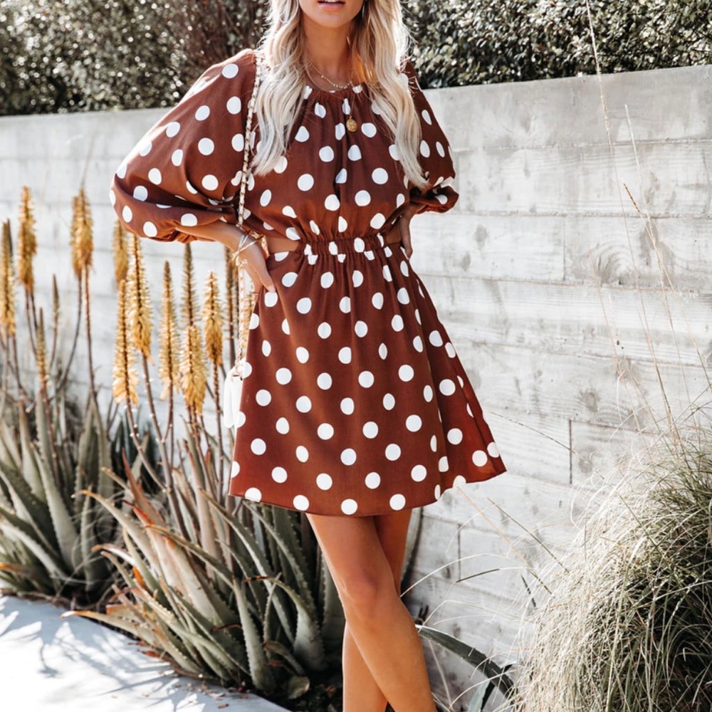Sun’s Warmth Polka Dot Cutout Dress